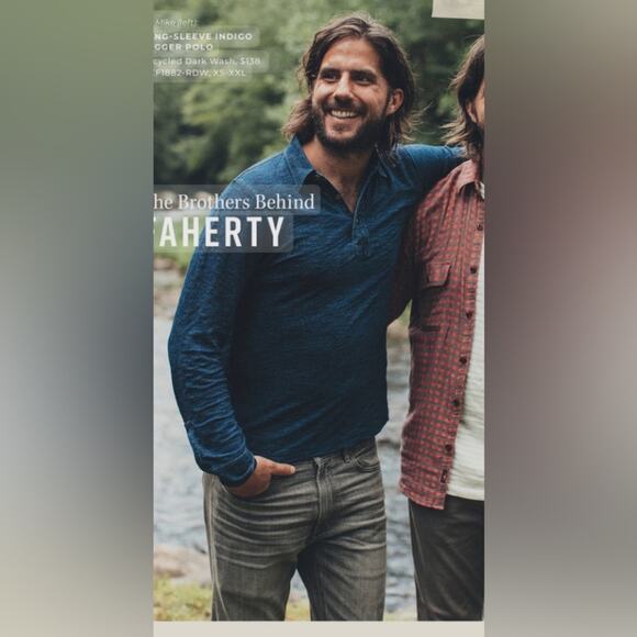 Faherty Long Sleeve Indigo Logger Polo extra large Henley collared men’s - Picture 1 of 5